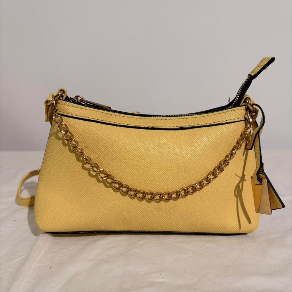 Primark Turmeric Yellow Purse - Vegan Leather, Gold Chain